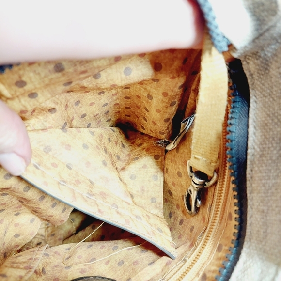 Sherpani Luna Brown Tan Leather Canvas Zip Pockets Crossbody Bag 0820 - Picture 11 of 15